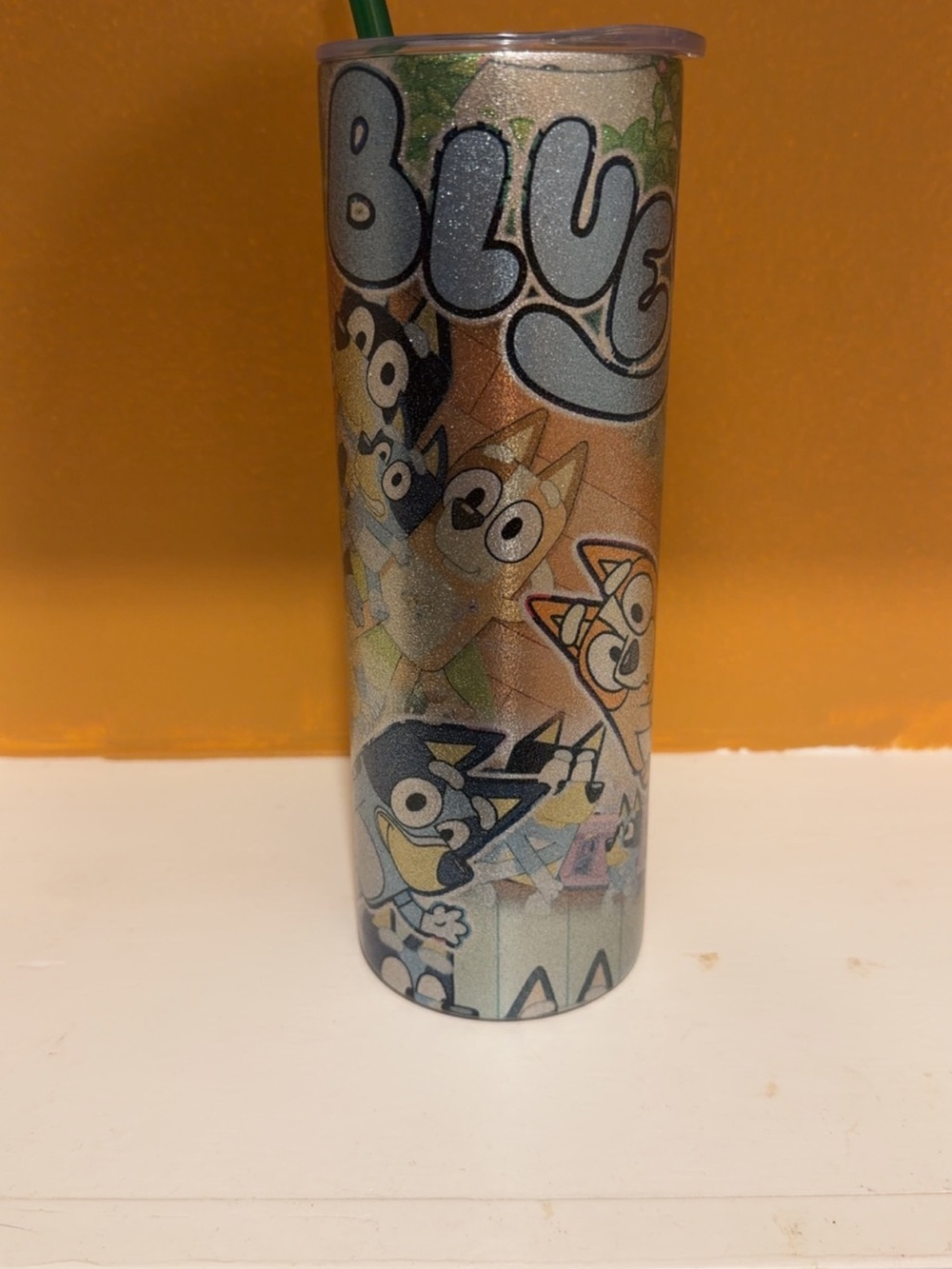 Glitter Bluey Stainless Tumbler with Straw